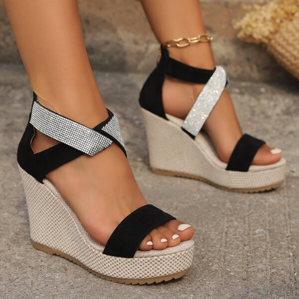 Fish Mouth High Wedges Sandals with Rhinestone Design Fashion Summer Fish Mouth High Wedges Sandals with Rhinestone Design Fashion Summer