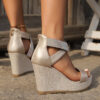 Fish Mouth High Wedges Sandals with Rhinestone Design Fashion Summer Fish Mouth High Wedges Sandals with Rhinestone Design Fashion Summer