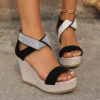 Fish Mouth High Wedges Sandals with Rhinestone Design Fashion Summer Fish Mouth High Wedges Sandals with Rhinestone Design Fashion Summer