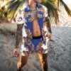 Floral Shirt Beach Two Piece Suit Fashion Men Sets Floral Shirt Beach Two Piece Suit Fashion Men Sets