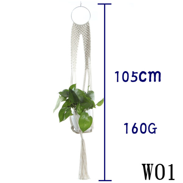 Flower Pot Net Bag Beige Cotton Rope Indoor Plant Hanger Hanging Basket