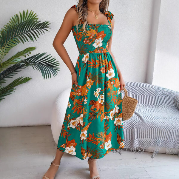 Flowers Print Suspender Corset Dress Fashion Holiday Beach Long Dresses
