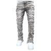 Fringes Ripped Trousers Individual Patched Pants Long Tight Fit Stacked