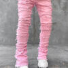 Fringes Ripped Trousers Individual Patched Pants Long Tight Fit Stacked