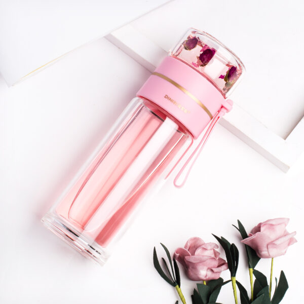 Glass Water Bottle with Tea Infuser Filter Separation Double Wall Glass Water Bottle with Tea Infuser Filter Separation Double Wall
