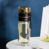 Glass Water Bottle with Tea Infuser Filter Separation Double Wall Glass Water Bottle with Tea Infuser Filter Separation Double Wall