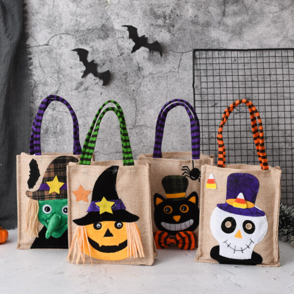 Halloween Candy Tote Bag for Kids Funny Creative Witch Skull Pumpkin