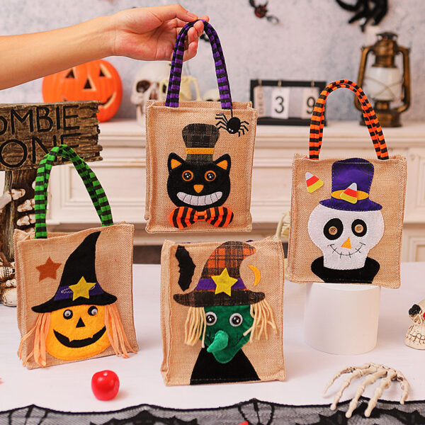 Halloween Candy Tote Bag for Kids Funny Creative Witch Skull Pumpkin