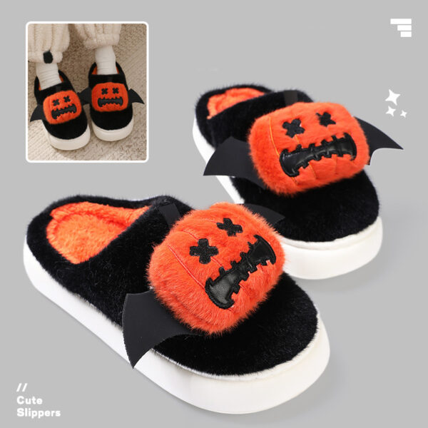 Halloween Cartoon Funny Pumpkin Slippers with Small Wings Design Indoor Halloween Cartoon Funny Pumpkin Slippers with Small Wings Design Indoor