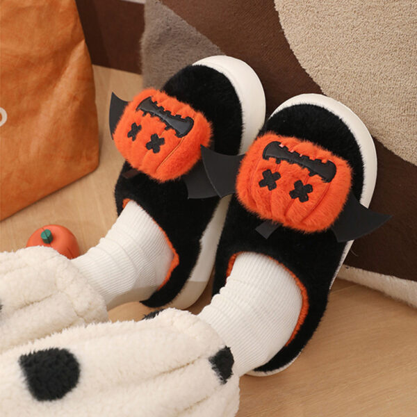 Halloween Cartoon Funny Pumpkin Slippers with Small Wings Design Indoor Halloween Cartoon Funny Pumpkin Slippers with Small Wings Design Indoor