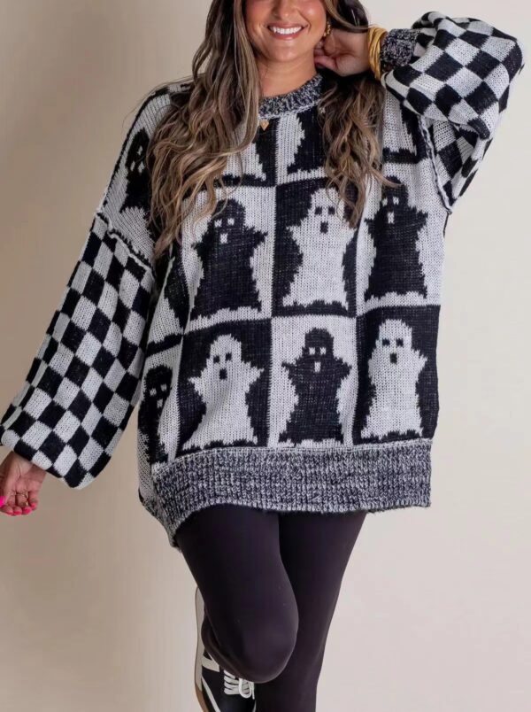 Halloween Cartoon Pumpkin Ghost Sweater Winter Loose Pullover Knitted Halloween Cartoon Pumpkin Ghost Sweater Winter Loose Pullover Knitted