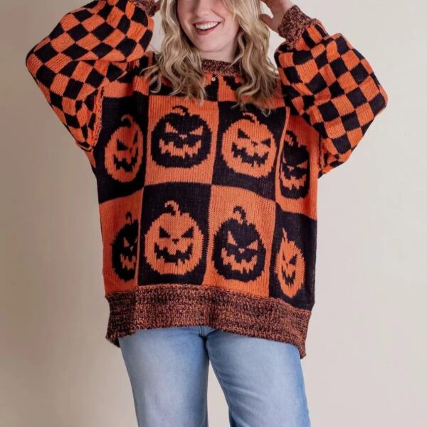 Halloween Cartoon Pumpkin Ghost Sweater Winter Loose Pullover Knitted Halloween Cartoon Pumpkin Ghost Sweater Winter Loose Pullover Knitted