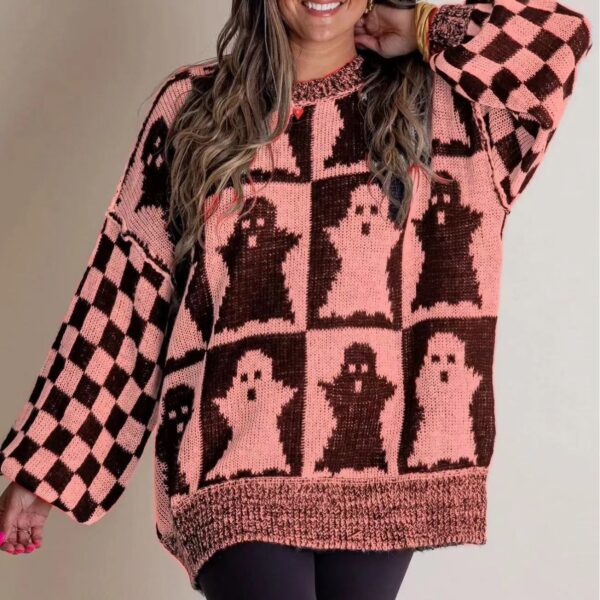 Halloween Cartoon Pumpkin Ghost Sweater Winter Loose Pullover Knitted Halloween Cartoon Pumpkin Ghost Sweater Winter Loose Pullover Knitted
