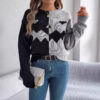 Halloween Contrast-color Pullover Sweater Fashion Long Sleeve Knitted