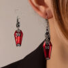 Halloween Earrings Red Bat Spider Retro Earrings Jewelry