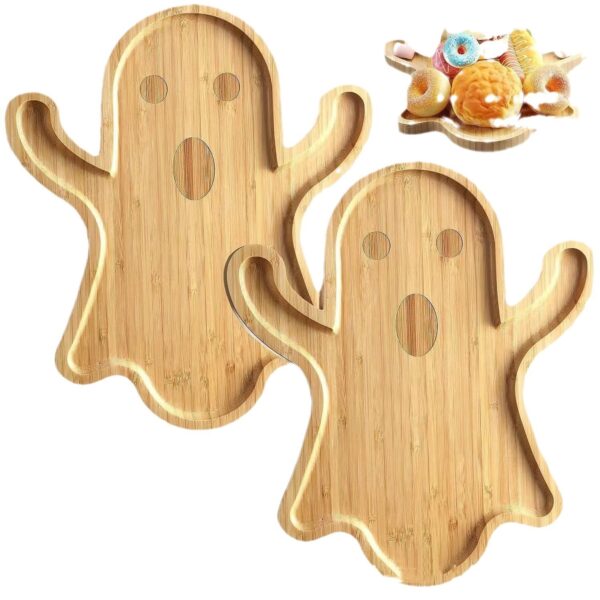 Halloween Ghost Wood Pan Plates Fruit Dishes Decorative Tray Funny