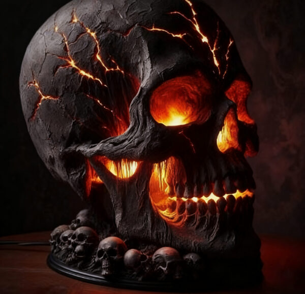 Halloween Lava Stone Skull Lamp Desk with Spooky LED Light for Party Halloween Lava Stone Skull Lamp Desk with Spooky LED Light for Party