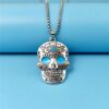 Halloween Luminous Skull Necklace with Day of the Dead Lotus Pattern Halloween Luminous Skull Necklace with Day of the Dead Lotus Pattern
