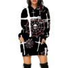 Halloween Print Long Hoodie with Pockets Sweater Sleeve Clothes Women
