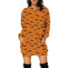 Halloween Print Long Hoodie with Pockets Sweater Sleeve Clothes Women