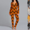 Halloween Printed Jumpsuit Long Sleeve Home Pajamas Casual Trousers Halloween Printed Jumpsuit Long Sleeve Home Pajamas Casual Trousers