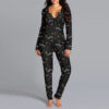 Halloween Printed Jumpsuit Long Sleeve Home Pajamas Casual Trousers Halloween Printed Jumpsuit Long Sleeve Home Pajamas Casual Trousers
