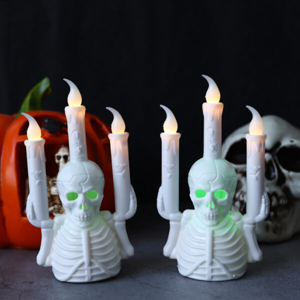 Halloween Skull Candlestick Lamp LED Electronic Candle Light Halloween Skull Candlestick Lamp LED Electronic Candle Light