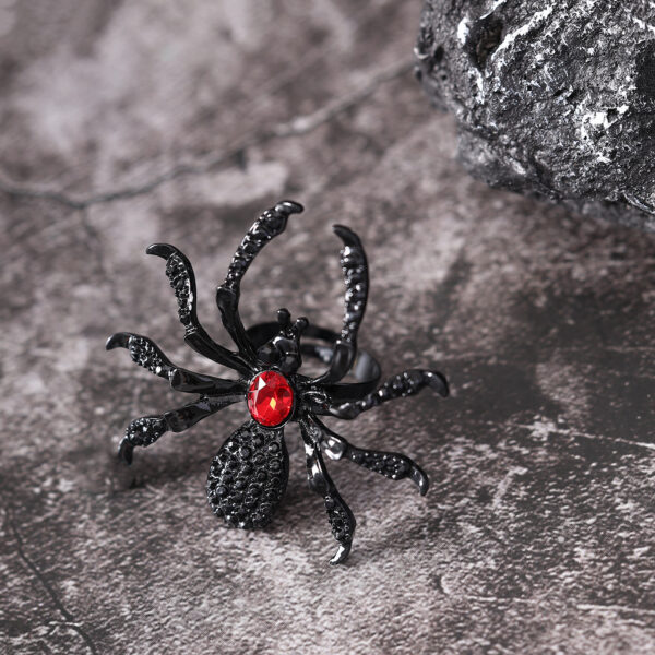 Halloween Spider Ring with Rhinestone Personality Fashion Open Rings