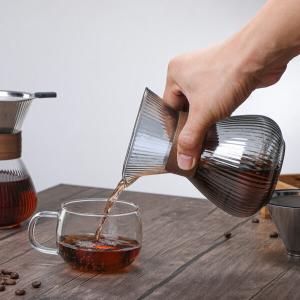 Hand-washed Glass Striped Coffee Pot Household with Filter Cup Suit Hand-washed Glass Striped Coffee Pot Household with Filter Cup Suit