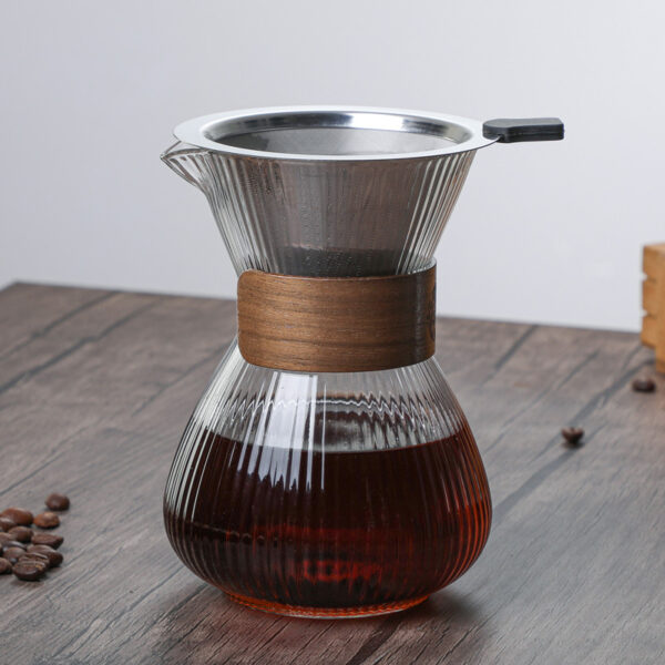 Hand-washed Glass Striped Coffee Pot Household with Filter Cup Suit Hand-washed Glass Striped Coffee Pot Household with Filter Cup Suit
