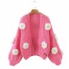 Handmade Crochet Cardigan Sweater Women Fruit Jacquard Embroidery Handmade Crochet Cardigan Sweater Women Fruit Jacquard Embroidery