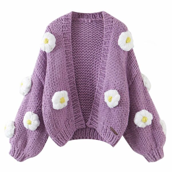 Handmade Crochet Cardigan Sweater Women Fruit Jacquard Embroidery Handmade Crochet Cardigan Sweater Women Fruit Jacquard Embroidery