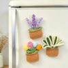 Handmade Crochet Square Pot Green Plant Three Piece Set with Lavender Handmade Crochet Square Pot Green Plant Three Piece Set with Lavender