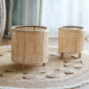 Handmade Woven Flower Pot Bamboo Green Plant Stand Floor Ornaments
