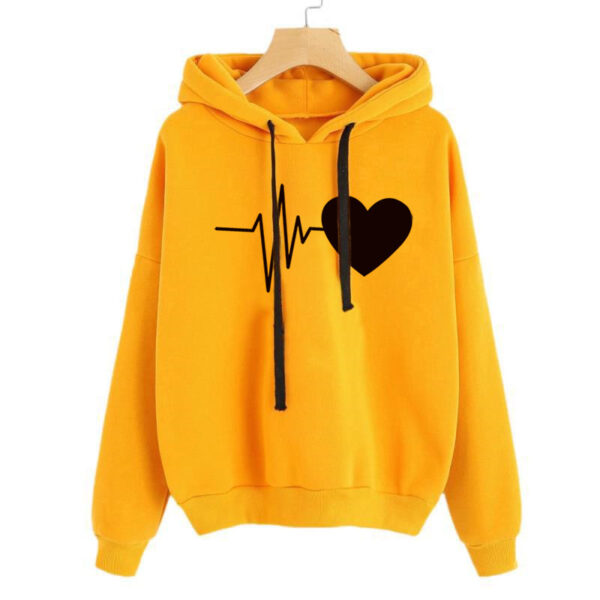Heart Print Streetwear Hoodies Women Sweatshirt Spring Autumn Long