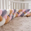 Heightening Baby Braided Crib Bumpers Knot Long Pillow Cushion Bedding