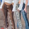 High Elastic Tight Pants Slim Sexy Print Trousers