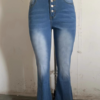 High Waist Bell Bottom Jeans Trendy Wear Washed Out Street Style