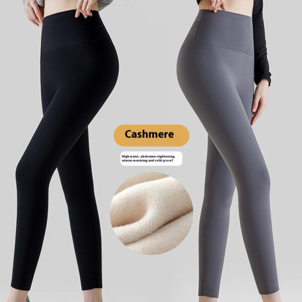 High Waist Cashmere Leggings Winter Warm Solid Plush Pants Fashion Slim