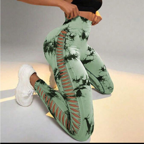 Hollow Tie Dye Printed Yoga Pants High Waist Butt Lift Seamless Sports Hollow Tie Dye Printed Yoga Pants High Waist Butt Lift Seamless Sports