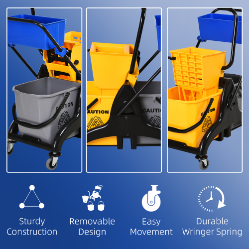 Homecom 6.9 Gallon Mop Bucket Swivel Arm Cart with Easy-to-use Side Homecom 6.9 Gallon Mop Bucket Swivel Arm Cart with Easy-to-use Side