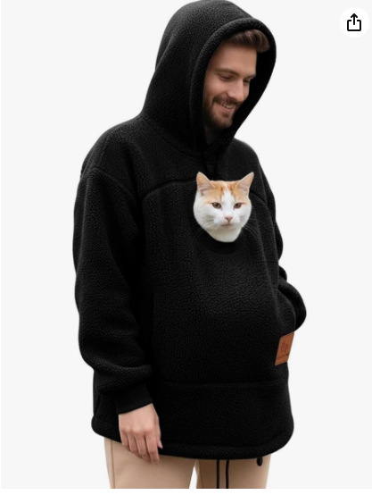 Hooded Sweatshirt with Pet Pockets Casual Loose Fit Warm Pullover Hooded Sweatshirt with Pet Pockets Casual Loose Fit Warm Pullover