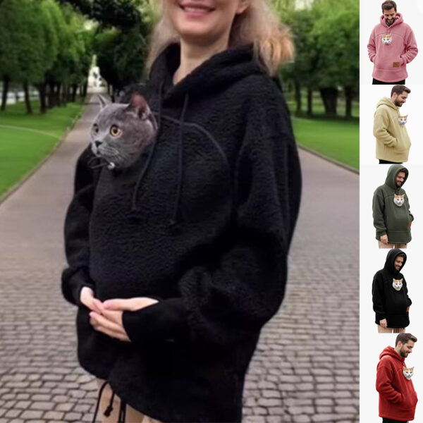Hooded Sweatshirt with Pet Pockets Casual Loose Fit Warm Pullover Hooded Sweatshirt with Pet Pockets Casual Loose Fit Warm Pullover