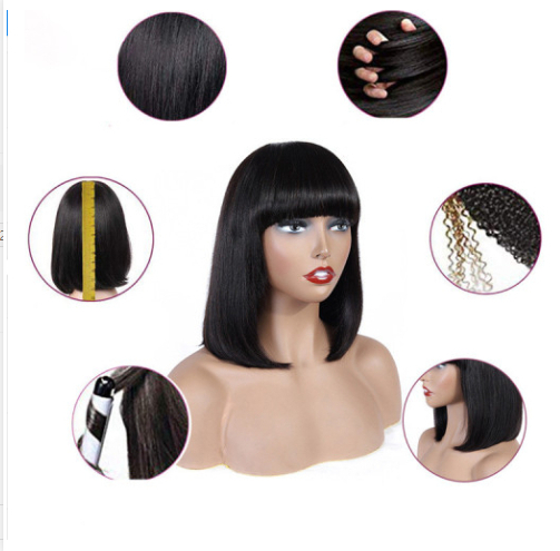 Human Hair Bob Wig Headgear Woven Top Heart Is Natural and Realistic Human Hair Bob Wig Headgear Woven Top Heart Is Natural and Realistic