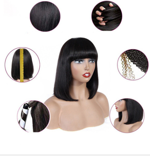 Human Hair Bob Wig Headgear Woven Top Heart Is Natural and Realistic Human Hair Bob Wig Headgear Woven Top Heart Is Natural and Realistic