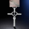 Infinity Love God We Trust Christian Cross Birthstone Crystal Pendant