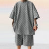 Jacquard Plaid Loose Straight Casual Shorts Suit Jacquard Plaid Loose Straight Casual Shorts Suit