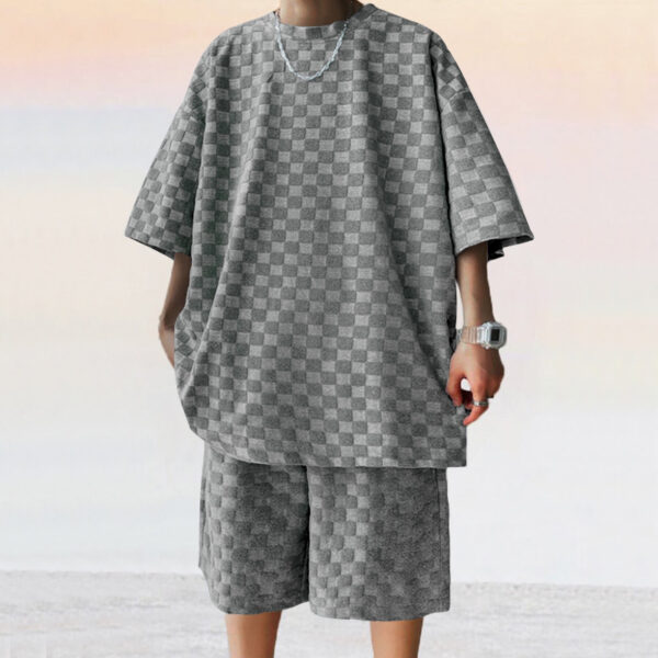 Jacquard Plaid Loose Straight Casual Shorts Suit Jacquard Plaid Loose Straight Casual Shorts Suit