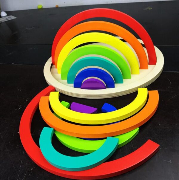 Jigsaw Puzzle Large 12-piece Arch Bridge Rainbow Building Blocks Early