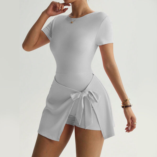 Jinshi 8-Color Fake Two-piece Anti-exposure Sports Dress Yoga Tennis